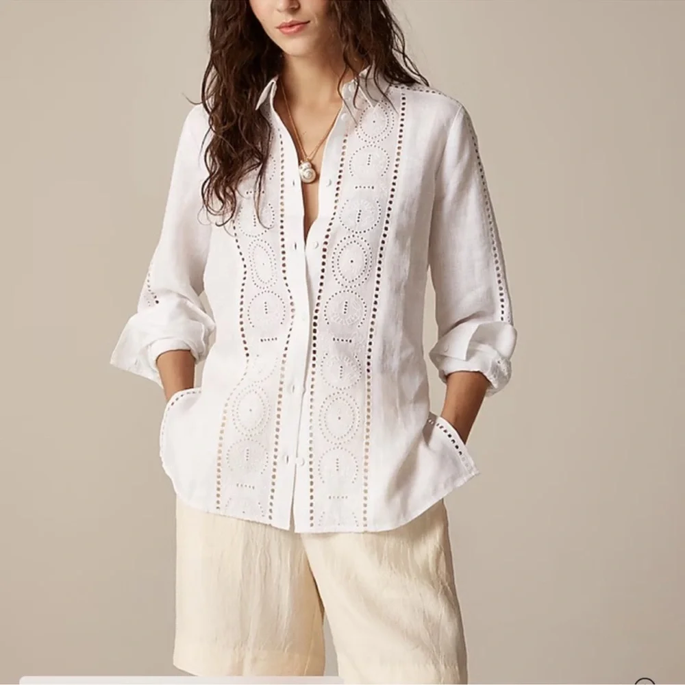 J.Crew Garçon classic shirt in eyelet linen
